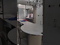 लक्जरी क्वार्ट्ज के साथ आधुनिक स्टेनलेस स्टील रसोई कैबिनेट