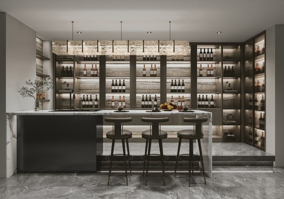 U-Shaped Glass Door Wine Cabinet Wine Liquor Cabinet With Adjustable Shelves