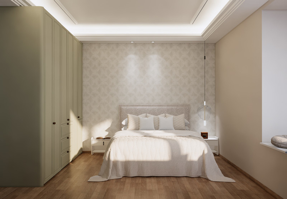 Mung Bean Grey Stainless Steel Bedroom Wardrobe Sleek And Elegant  Easy Clean