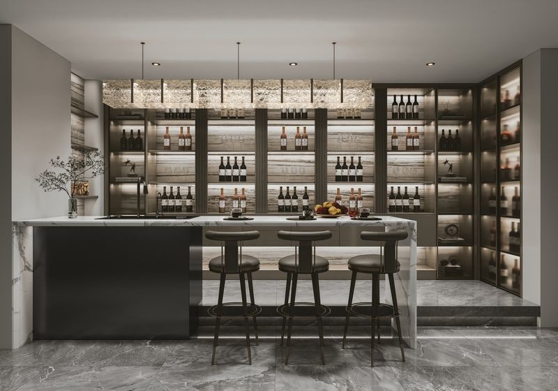 U-Shaped Glass Door Wine Cabinet Wine Liquor Cabinet With Adjustable Shelves